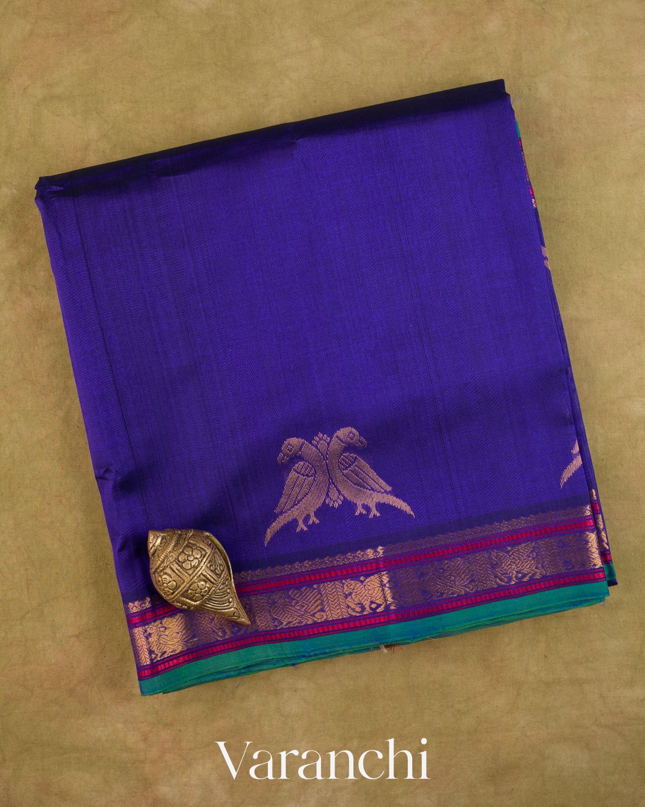 Royal Blue Pure Kanchipuram Silk Cotton Handloom Saree