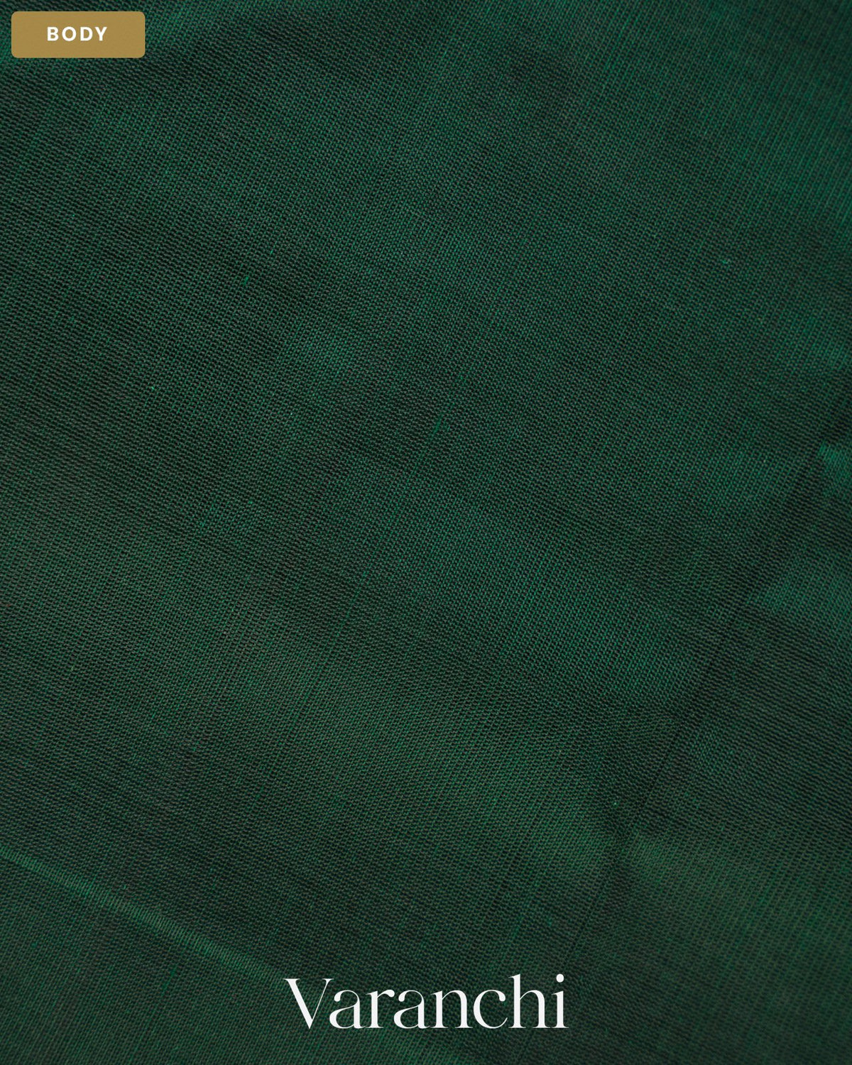 Bottle Green Pure Kanchipuram Silk Cotton Handloom Saree — Body