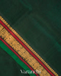 Bottle Green Pure Kanchipuram Silk Cotton Handloom Saree