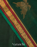 Bottle Green Pure Kanchipuram Silk Cotton Handloom Saree