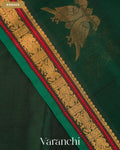 Bottle Green Pure Kanchipuram Silk Cotton Handloom Saree — Border