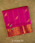 Magenta Paithani Pure Kanchipuram Silk Cotton Handloom Saree — Folded
