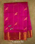 Magenta Paithani Pure Kanchipuram Silk Cotton Handloom Saree — Full Saree