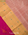 Magenta Paithani Pure Kanchipuram Silk Cotton Handloom Saree — Blouse