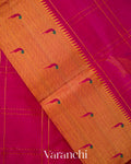 Magenta Checkered Pure Kanchipuram Silk Cotton Handloom Saree