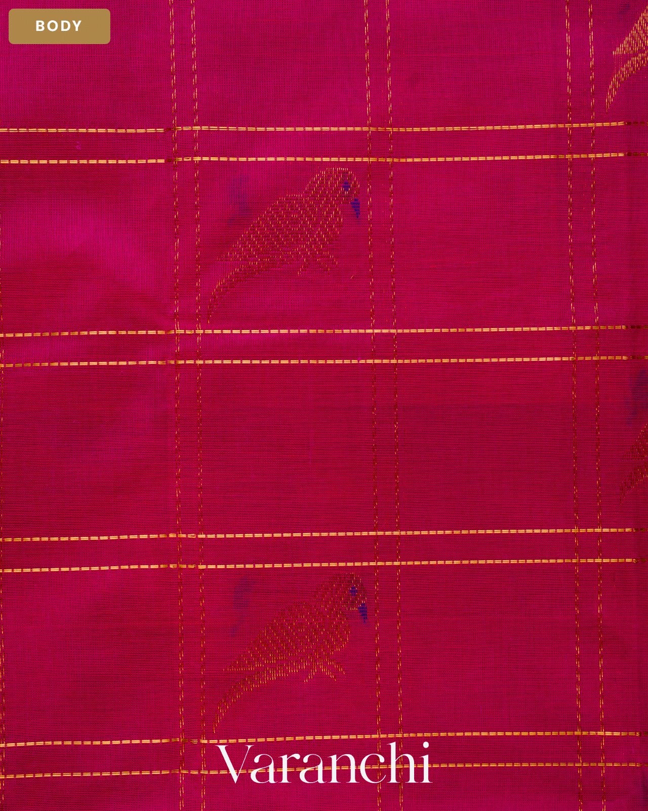 Magenta Paithani Pure Kanchipuram Silk Cotton Handloom Saree — Body