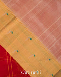 Crimson Red Checkered Pure Kanchipuram Silk Cotton Handloom Saree