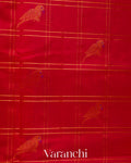 Crimson Red Checkered Pure Kanchipuram Silk Cotton Handloom Saree