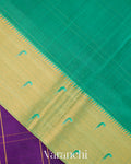 Purple Checkered Pure Kanchipuram Silk Cotton Handloom Saree