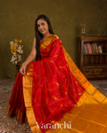 Chilly Red Paithani Pure Kanchipuram Silk Cotton Handloom Saree — Draped