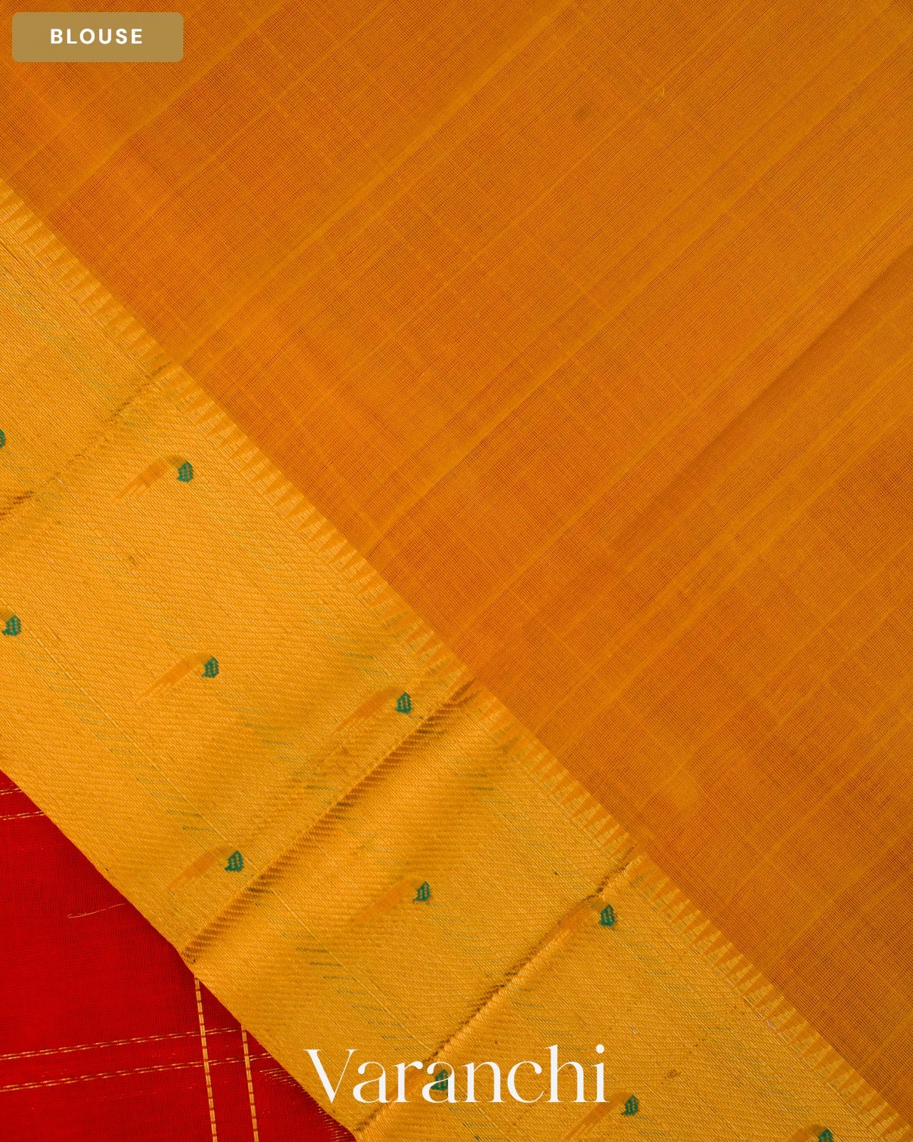 Chilly Red Paithani Pure Kanchipuram Silk Cotton Handloom Saree — Blouse