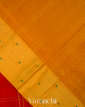 Crimson Red Checkered Pure Kanchipuram Silk Cotton Handloom Saree