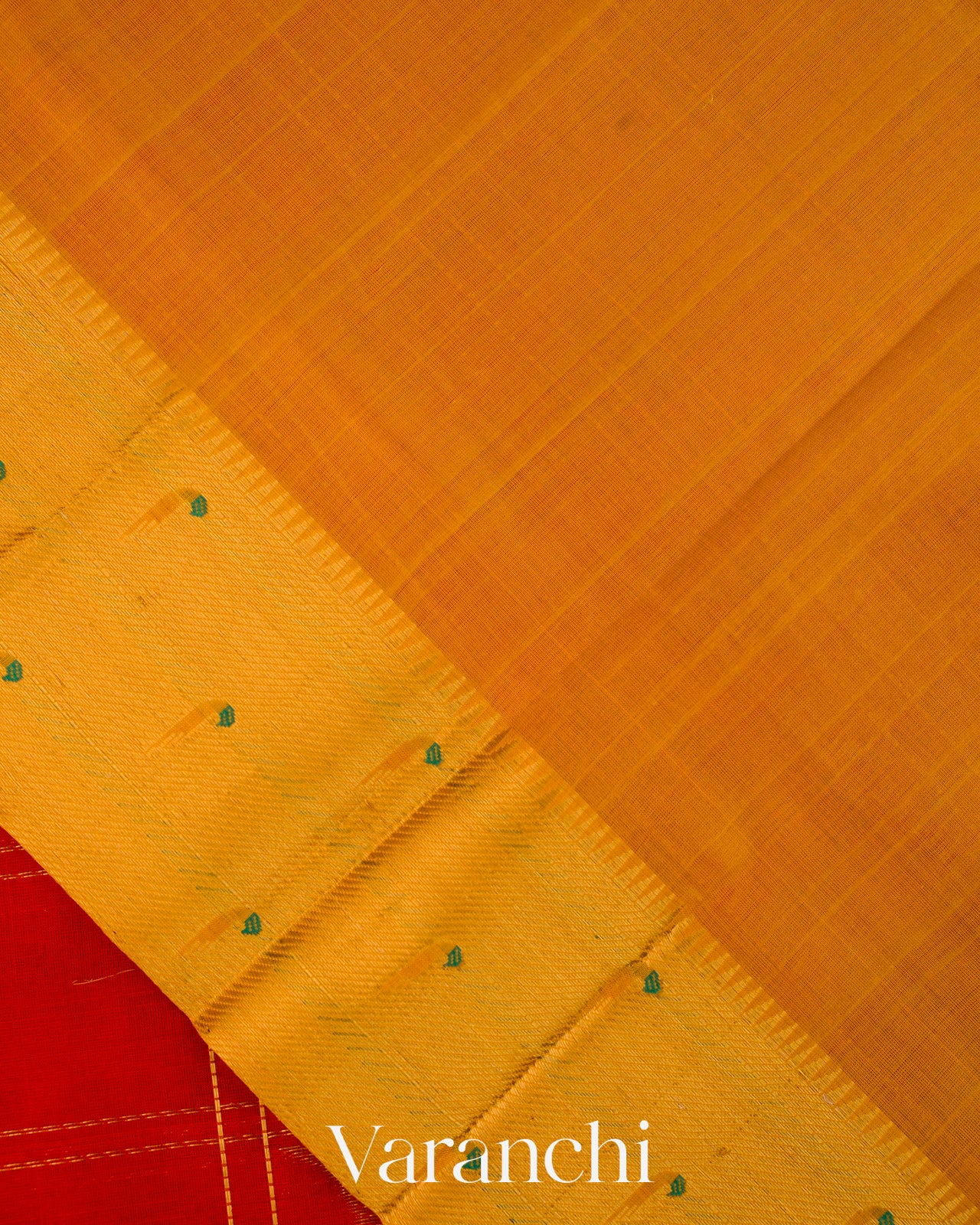 Crimson Red Checkered Pure Kanchipuram Silk Cotton Handloom Saree
