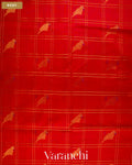 Chilly Red Paithani Pure Kanchipuram Silk Cotton Handloom Saree — Body