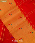 Chilly Red Paithani Pure Kanchipuram Silk Cotton Handloom Saree — Border