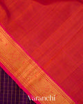 Purple Checkered Pure Kanchipuram Silk Cotton Handloom Saree