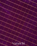 Purple Checkered Pure Kanchipuram Silk Cotton Handloom Saree