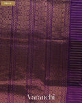 Purple Checkered Pure Kanchipuram Silk Cotton Handloom Saree — Pallu