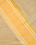 Cream Checkered Pure Kanchipuram Silk Cotton Handloom Saree