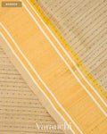Cream Checkered Pure Kanchipuram Silk Cotton Handloom Saree — Border