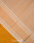 Mustard Yellow Checkered Pure Kanchipuram Silk Cotton Handloom Saree