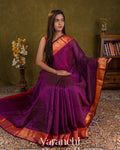 Royal Purple Lakshadeepam Pure Kanchipuram Silk Cotton Handloom Saree — Draped