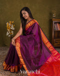 Royal Purple Lakshadeepam Pure Kanchipuram Silk Cotton Handloom Saree — Draped