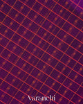 Royal Purple Checkered Pure Kanchipuram Silk Cotton Handloom Saree