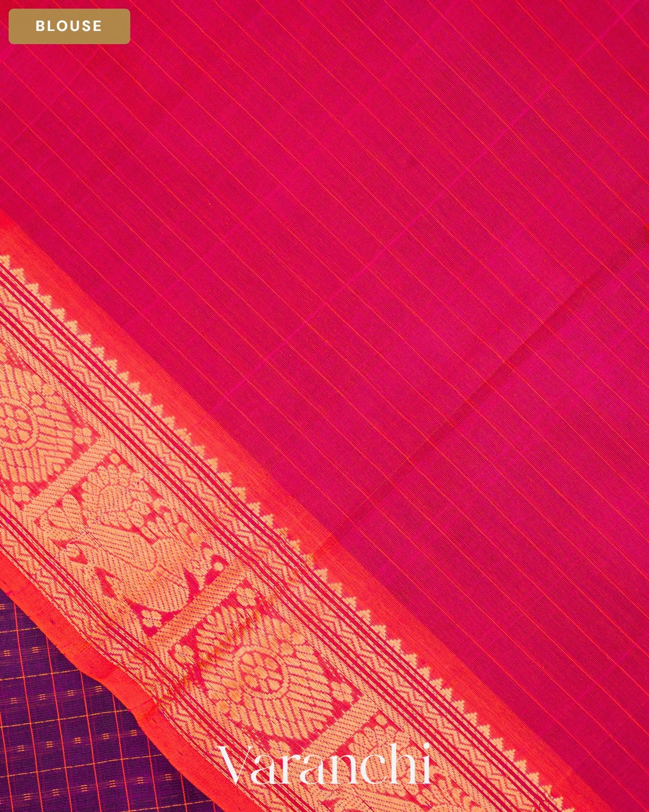 Royal Purple Lakshadeepam Pure Kanchipuram Silk Cotton Handloom Saree — Blouse