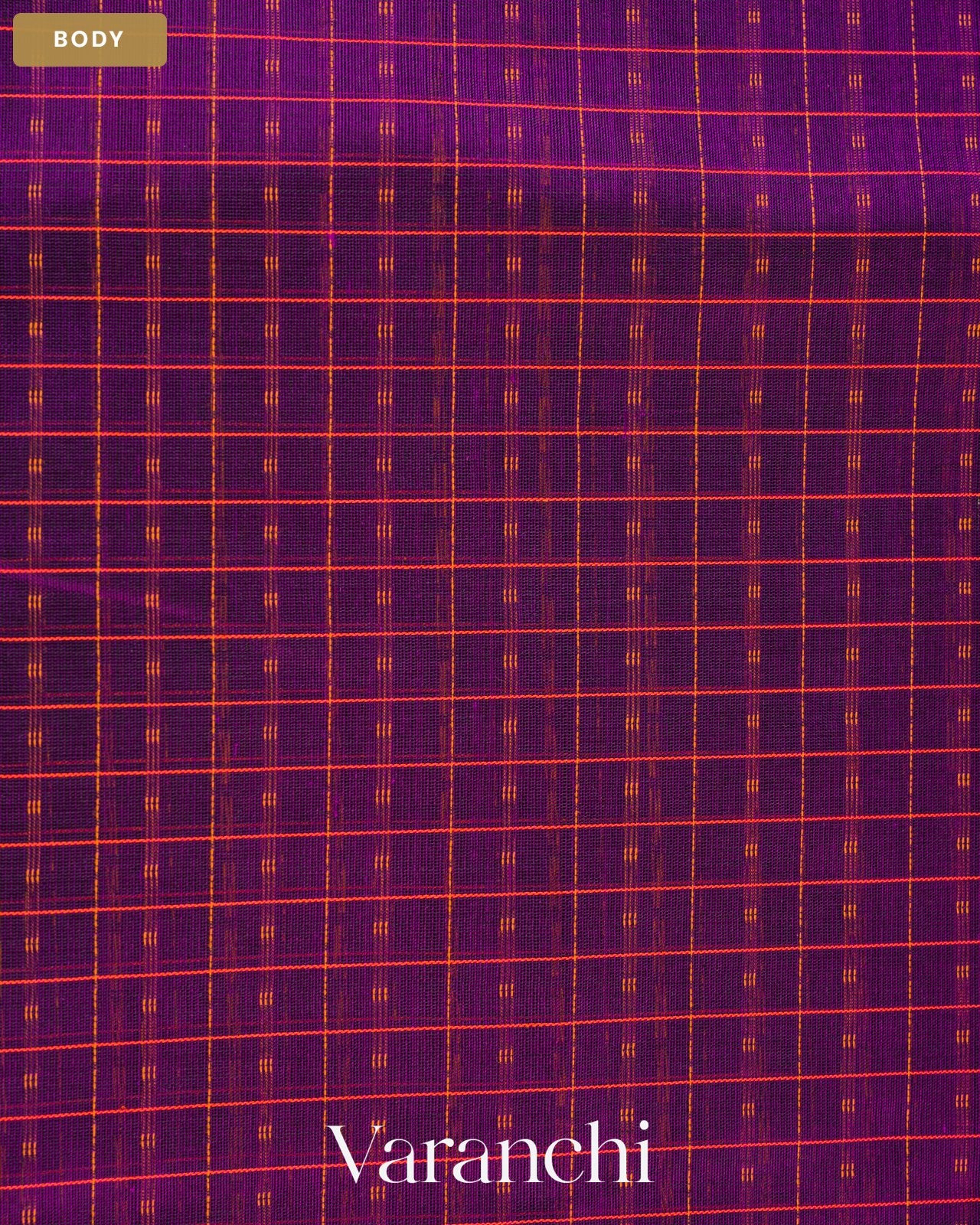 Royal Purple Lakshadeepam Pure Kanchipuram Silk Cotton Handloom Saree — Body