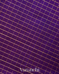 Royal Purple Checkered Pure Kanchipuram Silk Cotton Handloom Saree