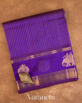 Royal Purple Checkered Pure Kanchipuram Silk Cotton Handloom Saree