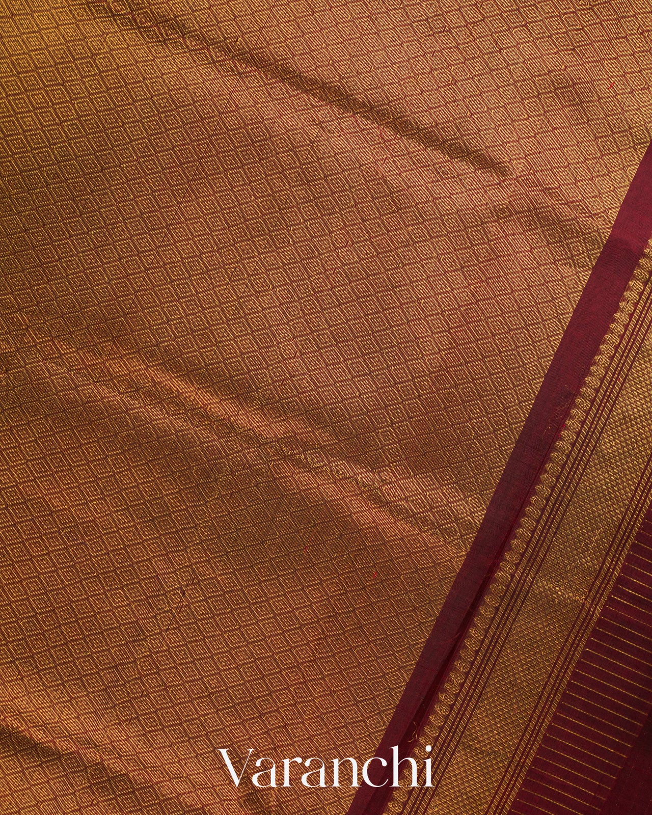 Maroon Checkered Pure Kanchipuram Silk Cotton Handloom Saree