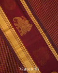 Maroon Checkered Pure Kanchipuram Silk Cotton Handloom Saree