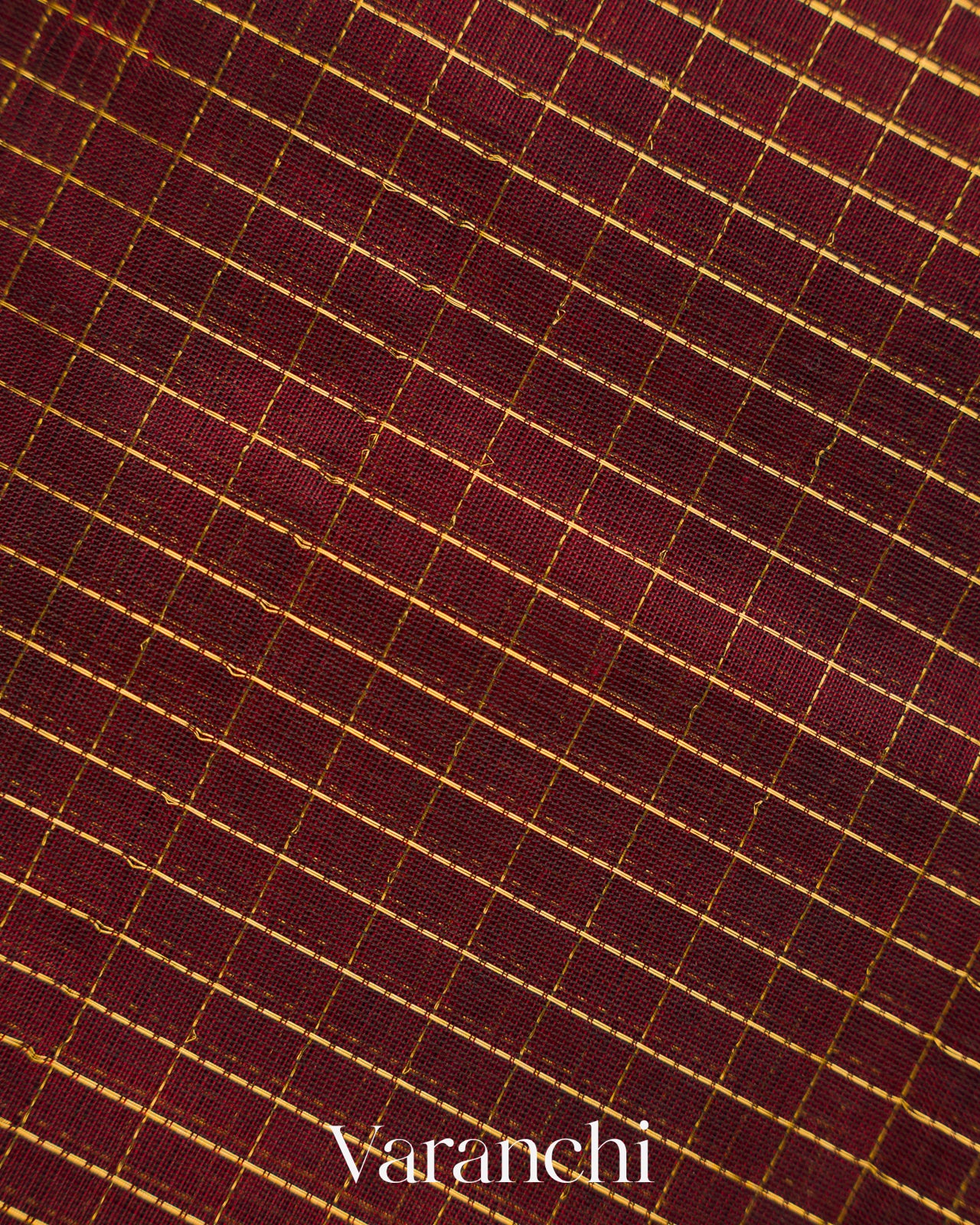 Maroon Checkered Pure Kanchipuram Silk Cotton Handloom Saree