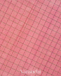 Rose Pink Checkered Pure Kanchipuram Silk Cotton Handloom Saree