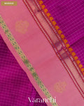 Magenta Checkered Pure Kanchipuram Silk Cotton Handloom Saree — Border