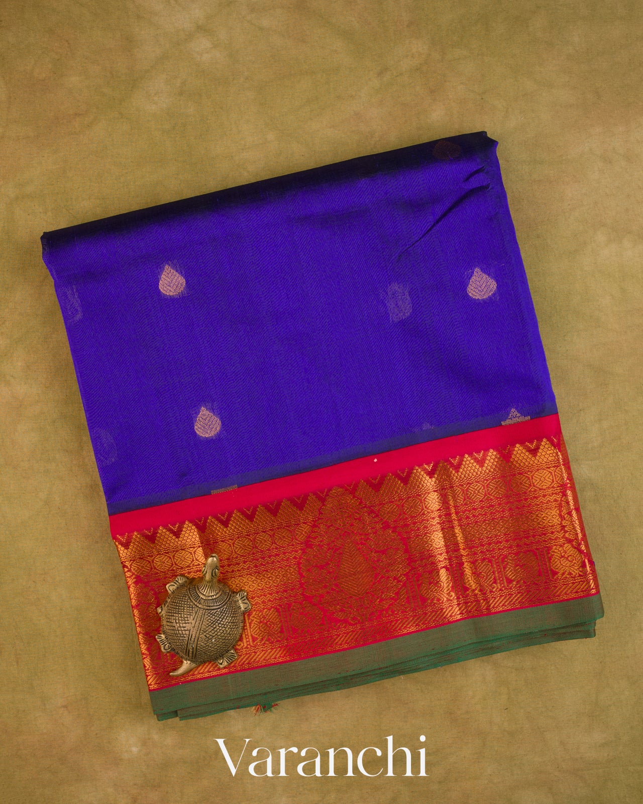 Royal Blue Pure Kanchipuram Silk Cotton Handloom Saree