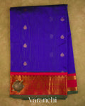 Royal Blue Pure Kanchipuram Silk Cotton Handloom Saree