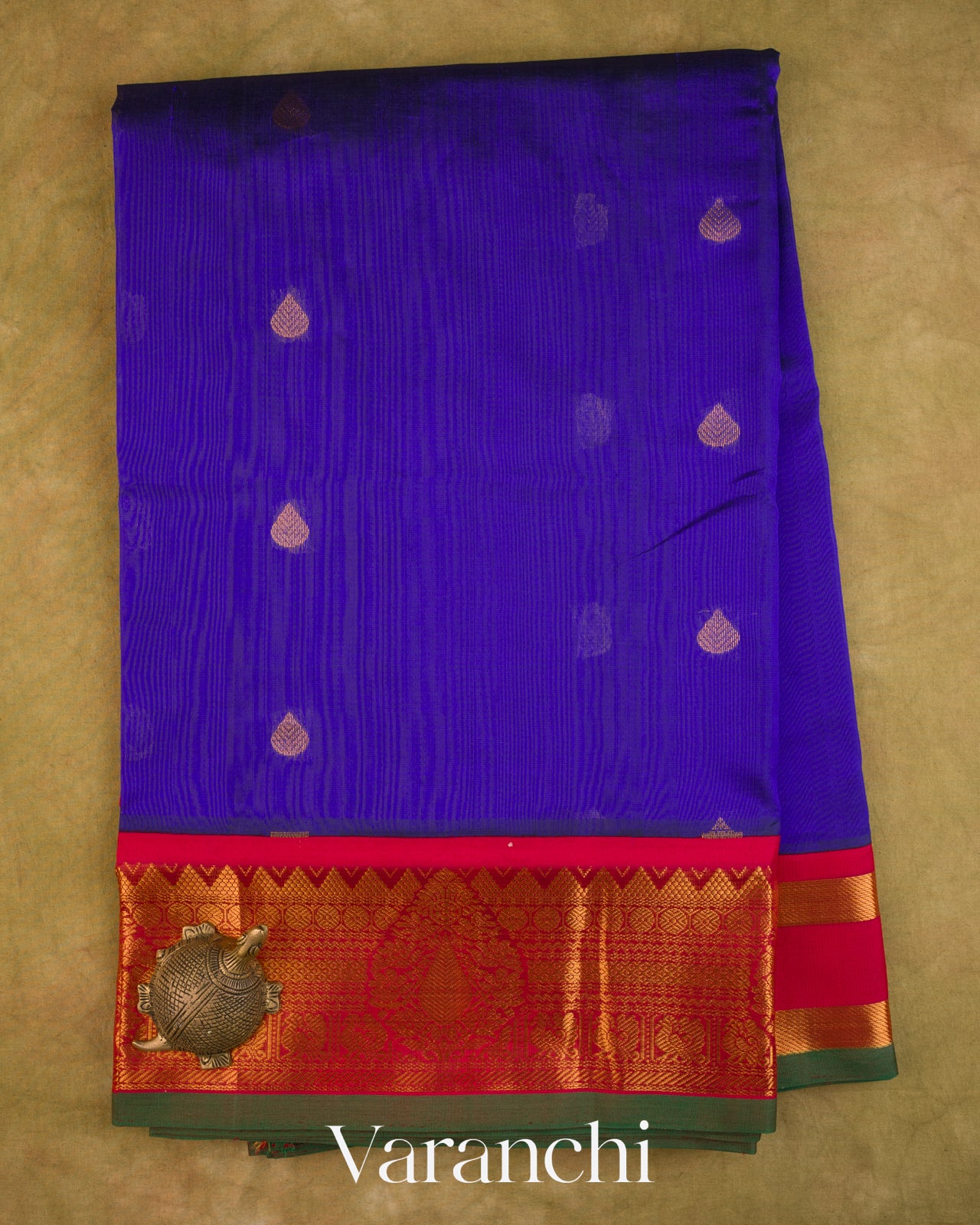 Royal Blue Pure Kanchipuram Silk Cotton Handloom Saree