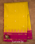 Mustard Yellow Pure Kanchipuram Silk Cotton Handloom Saree