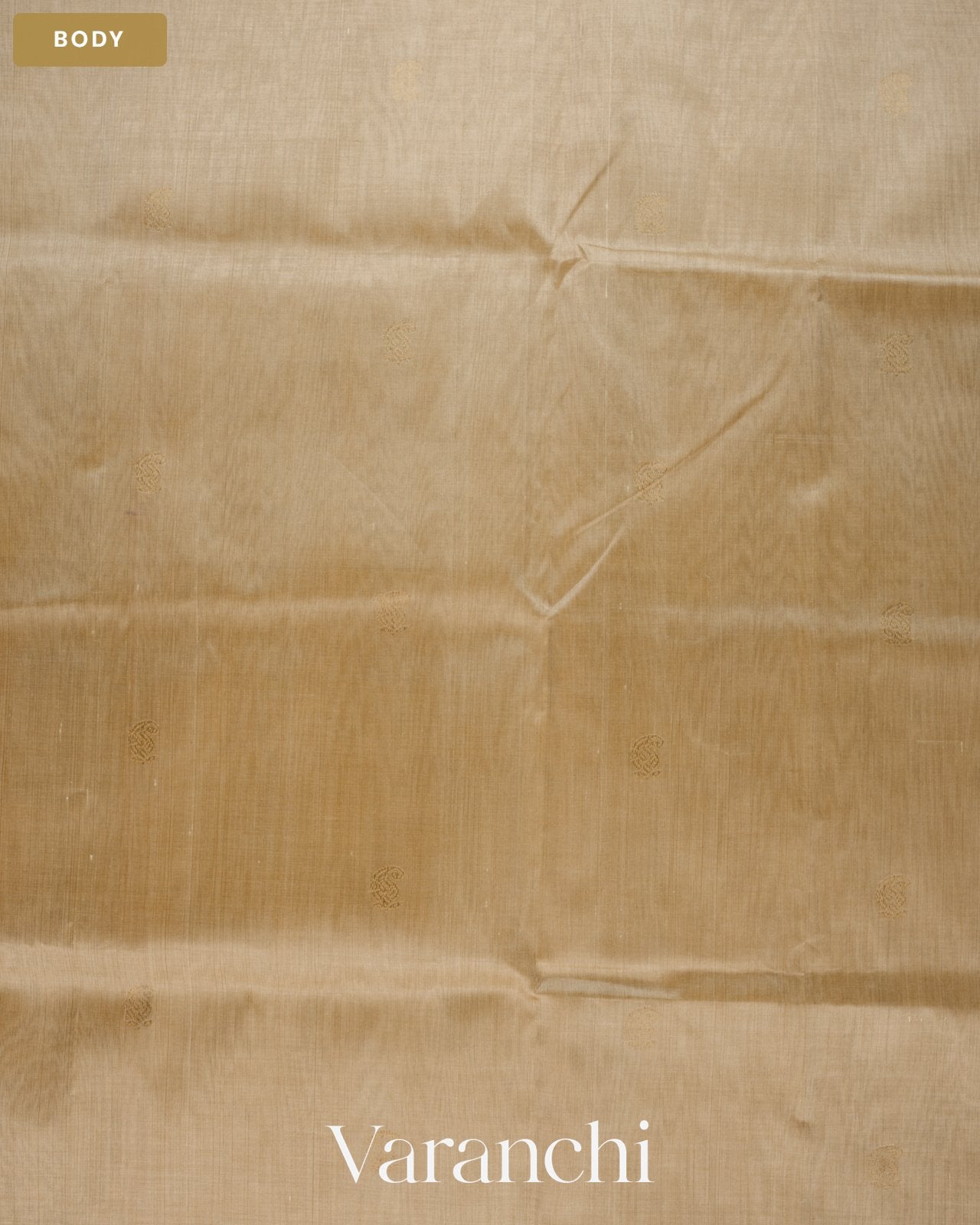Beige Pure Kanchipuram Silk Cotton Handloom Saree — Body