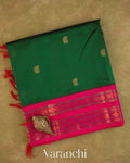 Bottle Green Pure Kanchipuram Silk Cotton Handloom Saree
