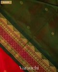 Bright Red Pure Kanchipuram Silk Cotton Handloom Saree — Blouse