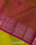 Parrot Green Pure Kora Silk Saree