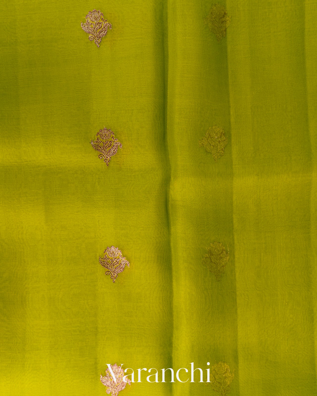 Parrot Green Pure Kora Silk Saree
