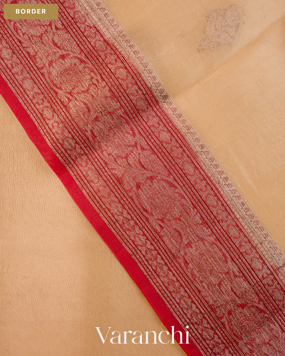 Ivory Pure Kora Silk Handloom Saree — Border