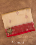 Ivory Pure Kora Silk Handloom Saree — Folded
