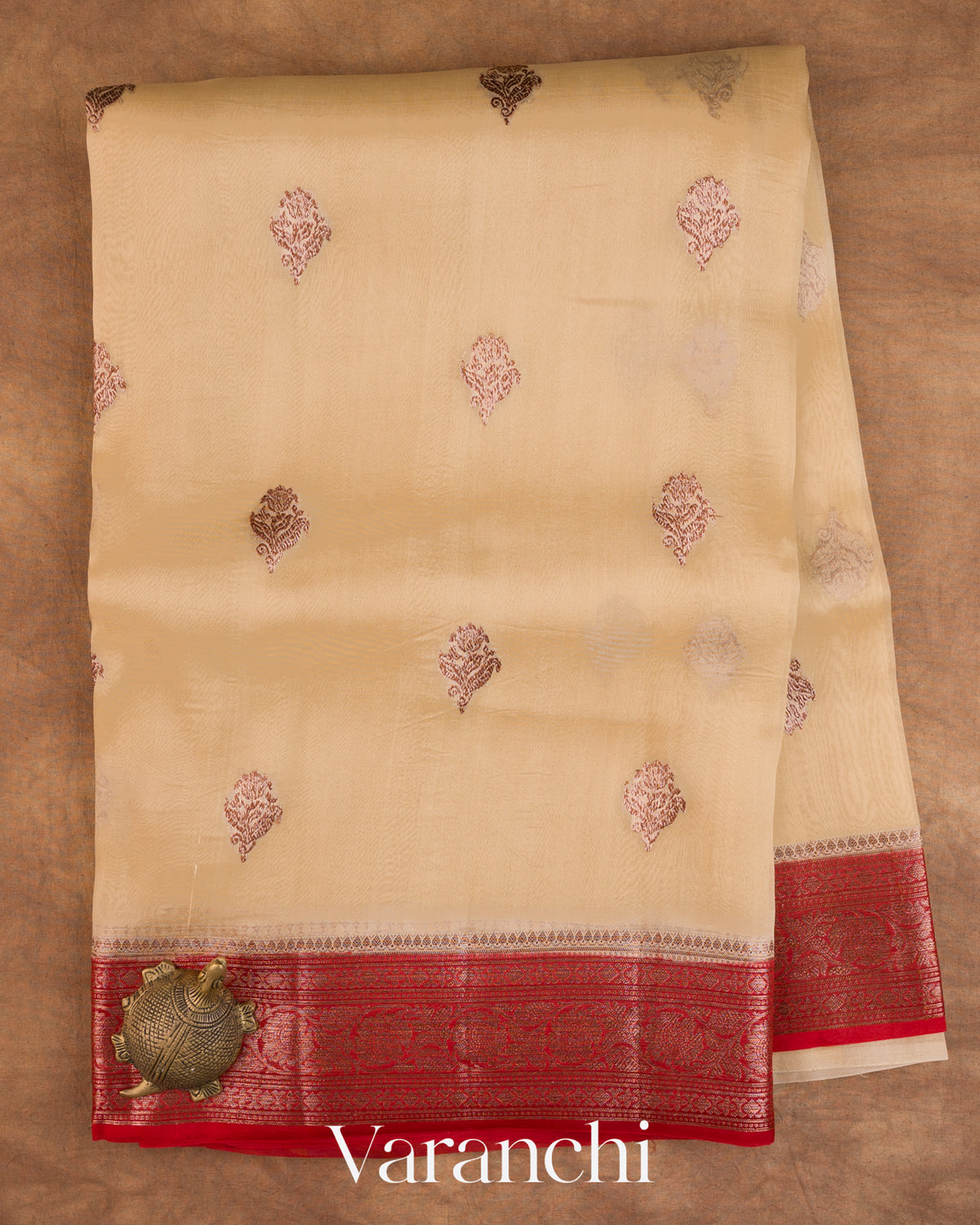 Ivory Pure Kora Silk Handloom Saree — Full Saree
