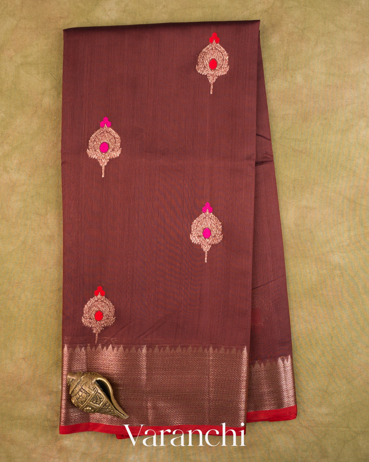 Maroon Pure Chanderi Silk Cotton Handloom Saree